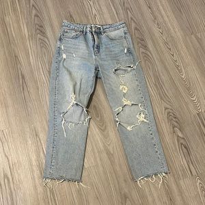 Straight leg ripped jeans